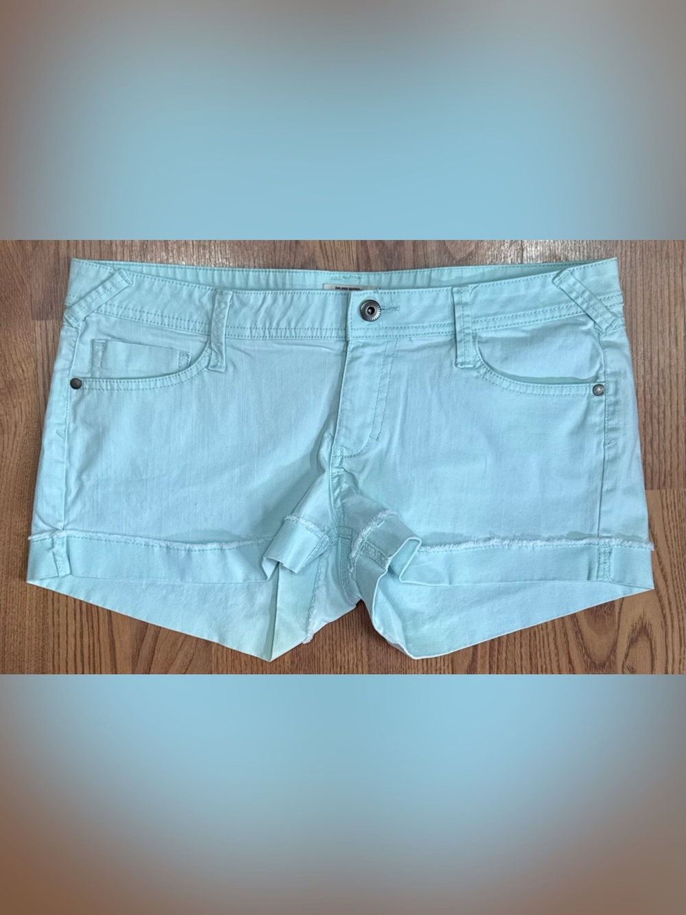 ❤️ Mudd Size 13 Juniors Womens Light Aqua Casual Shorts (B17)